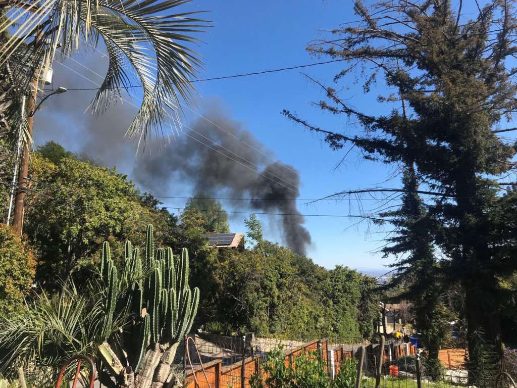 Black smoke rising